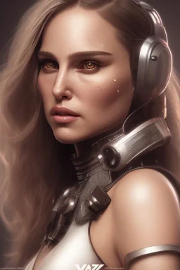 a Photorealistic dramatic hyperrealistic natalie portman cyberpunk paint ,Crystal black eyes, elegant,Artgerm, Beautiful dynamic,shadows,Artstation,concept design art,Octane render, golden