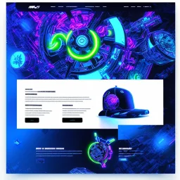 Homepage Website layout for a streetwear brand, Neon Blue and Black, Futuristic, UX, UI