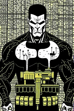 punisher sku;; satoshi nakamoto in the style of Hiroshi Nagai