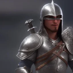  A warrior in silver armor,great sword,strong build, RTX, TXXA, SSAO, High quality,hyperrealistic, cinematic, Super detailed, Anti-Aliasing,Full color, HDR,4k, 8k