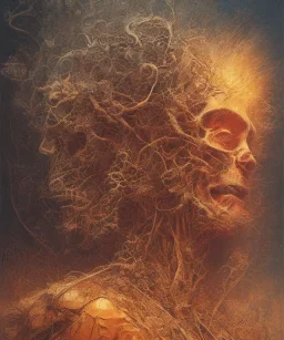 neural network. oil on canvas, beksinski, poster