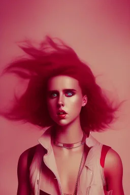 danish singer mø, high light , red tones,