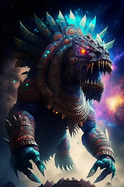 aztec hyperreal giant galactic monster god