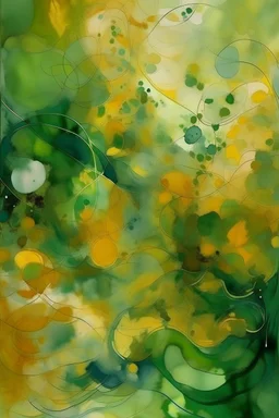 abstract, a little bit gold&green, the ultimate expression of savor-faire, museum collection, world-famous painting, Watercolor Rendering