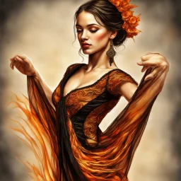 beautiful flamenco dancer girl art by mandy disher, victoria francis made of amber, black onyx, flame and cotton magical realism luminism, ultra highly detailed, 32 k, Fantastic Realism complex background, dynamic lighting, lights, digital painting, intricated pose, highly detailed intricated, ultra hd, realistic, vivid colors, highly detailed, UHD drawing, pen and ink, perfect composition, beautiful detailed intricate insanely detailed octane render trending on artstation, artistic photography,