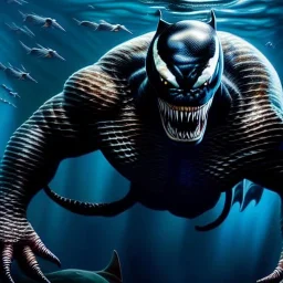 Ultra detailed fullbody Portrait in oil on canvas of Venom merges with King Shark with armor,intense stare,extremely detailed digital painting, extremely detailed face,crystal clear Big eyes, mystical colors ,perfectly centered image, perfect composition, rim light, beautiful lighting,masterpiece,8k, stunning scene, raytracing, anatomically correct, in the style of robert e howard and Ken Kelley and Ohrai Noriyoshi and Simon Bisley and tomzj1