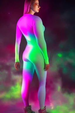 Full body portrait, painting, medium shot lady Spacecore skin-tight volumetric hyperrealistic nuclear waste glow clothing