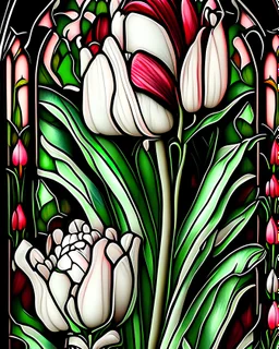 Beautiful venetian tulip flower eshamqnismessed qnd masqued black tulips qnd green tulips qnd white tulips embossed c carnival style pink qnd white qnd red qnd green botanical irridescent tulips flowerb l patterned stained Glass masque baroque bioluminescense white and geen tulips leqves botqnical and black tulip flowers ár pearl art voidcore woman portrait, adorned with black and light green baroque venetian flowers tulips leqves headress ribbed with white quartz and dqr deep pink qnd gree