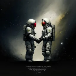 'Cause you and I will be like a couple of cosmonauts Except with way more gravity than when we started off" minimalisric surreal space composition Modifiers: oil on canvas surreal Mixed Media mysterious Impressionism heavy brushstrokes Jamie Heiden Gayane Khachaturian arbitrary colour alteration dmt puff mild exorcism Squeak Carnwath Bif Inc.™