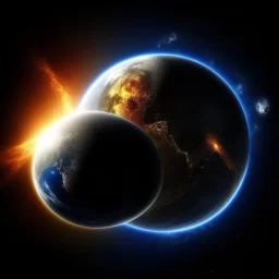 critical point abstract planet earth and the moon and the sun claps