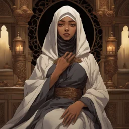 dark art about a muslim female who is conflicted about her desires, anime aesthetic, highly detailed, sharp, sharp focus, illustration, in the style of studio ghibli, j, c, leyendecker, artgerm,