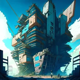 epic, anime style, high detail, no people The construction of a strange fnatasy building work in progress