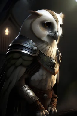 Barn owl, armor, warrior, fantasy