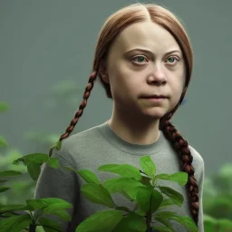  Greta Thunberg portrait plant girl, fantasy art, octane render, redshift render,ambient lighting