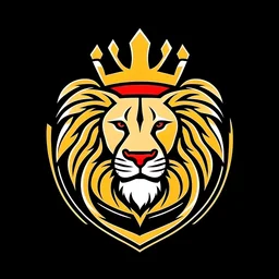 Designe mir ein simples Logo für ein NFL Team. Es sollte ein Löwe mit Krone sein. Verwende nur die Farben weiss, rot und Gold.