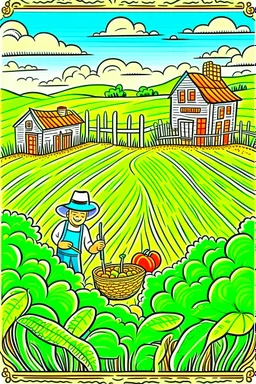 hand painted organic farming cartoon poster