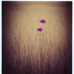 single long stem wildflower in a field, polaroid, tender, modern, award winning landscape photography, nature photography, r/mostbeautiful