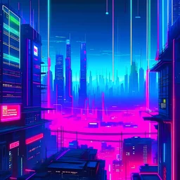 A cyberpunk cityscape with neon-lit skyscrapers and hovering vehicles weaving through the electric night