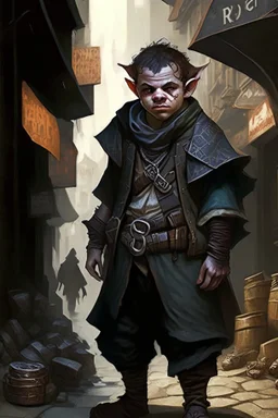 The Domino is the leader of an information collective who runs the slums of the capital city. He is a halfling man who has grown up in the streets of the bustling city. He is an expert thief and pick pocket. It is said everything that happens in the city, is seen by Domino