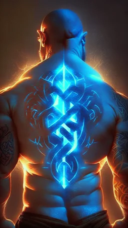 glowing rune tattoo strongman