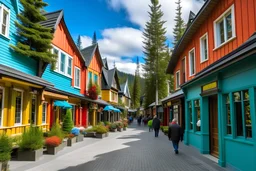 shopping area with banff meets east coast canada theme with colour and cedar shake