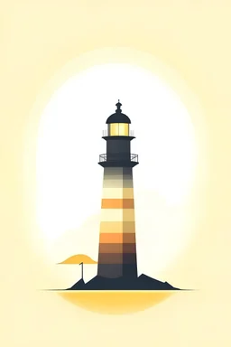 A minimalist depiction of a lighthouse beam cutting through the fog, representing guidance, safety, and the beacon of hope in times of uncertainty. with light color background for t-shirt design