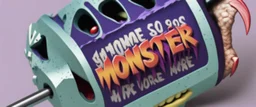 monster more angry and more 90s style, angry fast, extreme, wild, so so angry, red and purple background with 90s style slashes, 45 degree angle, ferce,