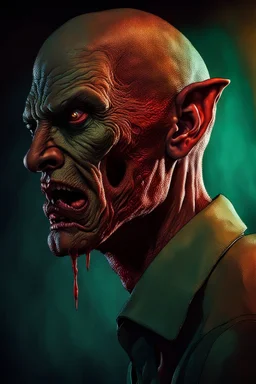 sex, job and madness. horror style. subtle. Color. no text. closed mouth. concept art, mid shot, intricately detailed, color depth, dramatic, 2/3 face angle, side light, colorful background. Painted by Dariusz Zawadzki