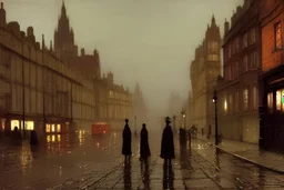 London street, style John Atkinson Grimshaw