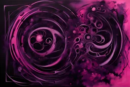 Pink, black, and purple abstract painting, gothic horror influence