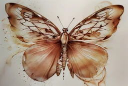 double exposure salad platter butterfly Jean Baptiste Monge watercolor and ink S<AI double exposure burned brown sepia colors abstract lines pastel colors golden glitter ink contours