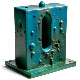 A grayish teal ingot base with jets painted by Max Ernst