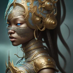 Sango fantasy, fantasy magic, intricate, sharp focus, illustration, highly detailed, digital painting, concept art, matte, art germ and Paul Lewin and Kehinde Wiley, masterpiece Indonesian lady head bronze tiger Asian African girl nice breast Hawaiian hair turquoise silver waves