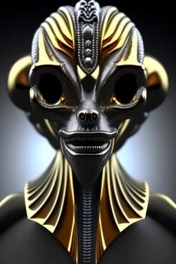 Silver alien, head, wicked, black eyes, blood, 8k, finely detailed, photo realistic, Anunnaki black male African Egyptian alien, cracks in the voodoo head, wicked, eyes, crown, Elephant, 8k, finely detailed, photo realistic, tiger turquoise skull head gold dragon space alien sun skeleton gold gorilla silver crown silver eyes