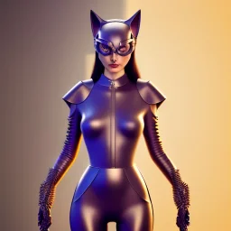 Clash of clans art style of a cute catwoman, full body, by mobeius, au naturel, hyper detailed, digital art, trending in artstation, cinematic lighting, studio quality, smooth render, unreal engine 5 rendered, octane rendered, art style by klimt and nixeu and ian sprigger and wlop and krenz cushart