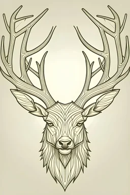 Outline of deer buck antlers only symmetrical