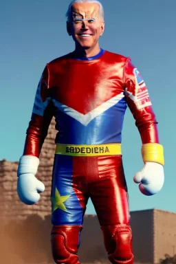 realistic image of joe biden as a mexican wrestling fighter, red and blue breeches, retro style, 80s, vibrant color, highly detailed, sky background, concept art, unreal engine 5, god rays, ray tracing, RTX, lumen lighting, ultra detail, volumetric lighting, 3d, finely drawn, high definition, high resolution.