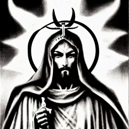 Devil demon satan king knights war code prophecy black and white jesus