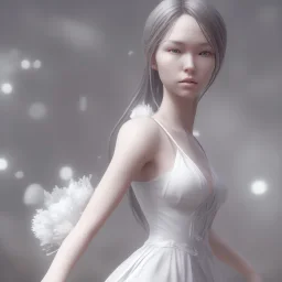 portrait only hitomi tanaka, white dress, 8k, highly realistic, octane render,