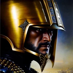 portrait 'Raoh-Fist of the north star',ancient metal armor and helmet ,painting by gaston bussiere, greg rutkowski, yoji shinkawa, yoshitaka amano, tsutomu nihei, donato giancola, tim hildebrandt, oil on canvas, cinematic composition, extreme detail,fit full head inside picture,16k