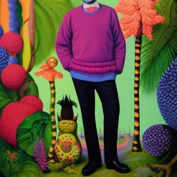 Full body portrait, painting, medium shot lady Style of Jim Woodring