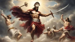 Spartan fighting Jesus in heaven