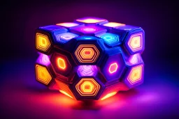 fantastic hexagonal neurocube with ambient lighting, futurism