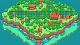 Create a pixel art style map of a island.