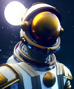 A portrait of a crystalised king, space suit, atmospheric, realistic, cinematic lighting, lights, unreal engine 5