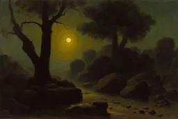 trees, night, rocks, ernest welvaert, and henry luyten impressionism paintings