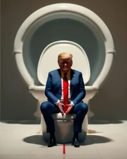 Donald Trump sitting in toilet scene, pants down, realistic image, hooper style, concept art, smooth, unreal engine 5, god lights, ray tracing, RTX, lumen lighting, ultra detail, volumetric lighting, 3d.