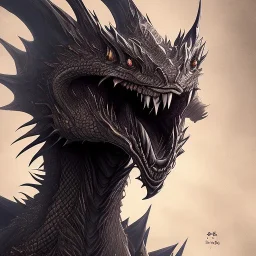 a black dragon with an annoyed expression