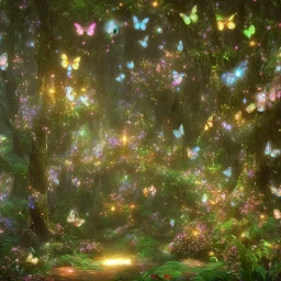 magical forest with sparkle and jewel butterflies