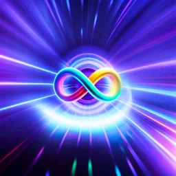 infinity symbol brightly coloured ∞ moving at warp speed, colours from infinity flowing through image with speed, DSLR with a 80mm lens, set to f/16 and a slow shutter speed of 1/15s, striking, neon, chiaroscuro, dramatic, captivating, powerful, fantasy, beautiful, octane render, 16k post-production, artstation: award-winning: atmospheric: commanding: fantastical: clarity: ultra quality: striking: brilliance: stunning colors: amazing depth; lens: f/11, 35mm